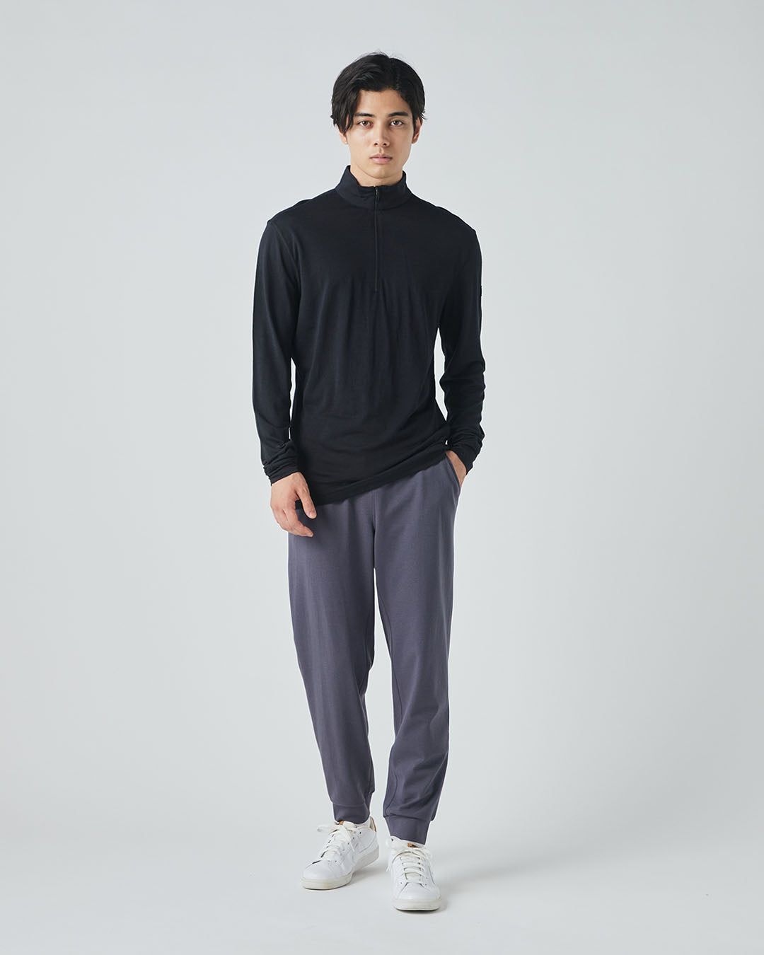 Mツンドラ175ZIP1/4 メリノウールのハーフジップ長袖ベースレイヤー