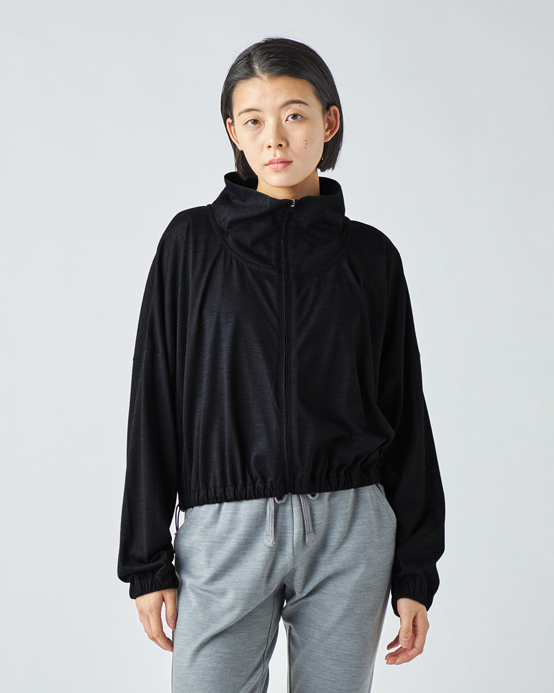 JP 140 オーバーサイズ ハイネック ジップアップ ショートジャケット メンズ レディース メリノウール おすすめ おしゃれ 可愛い ランニング 登山 ヨガウェア