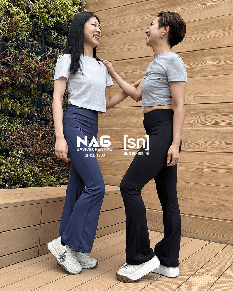 アクティブな動きに、美しいシルエットを。NAG×[sn] フレアレギンス