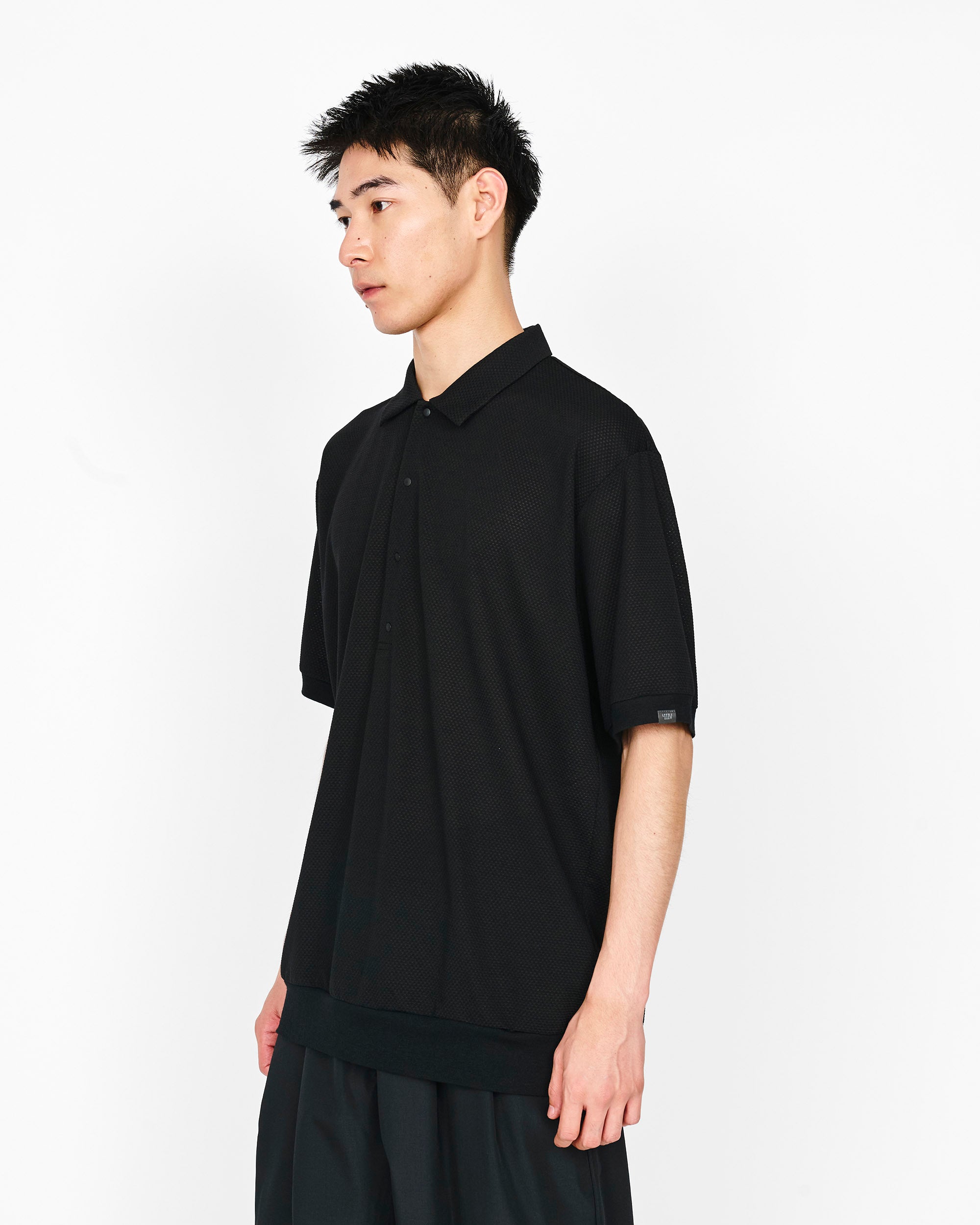 S.F.C ブラックポロシャツ メッシュ素材 サイドメッシュ切替ポロシャツ/BLACK – SLDO.