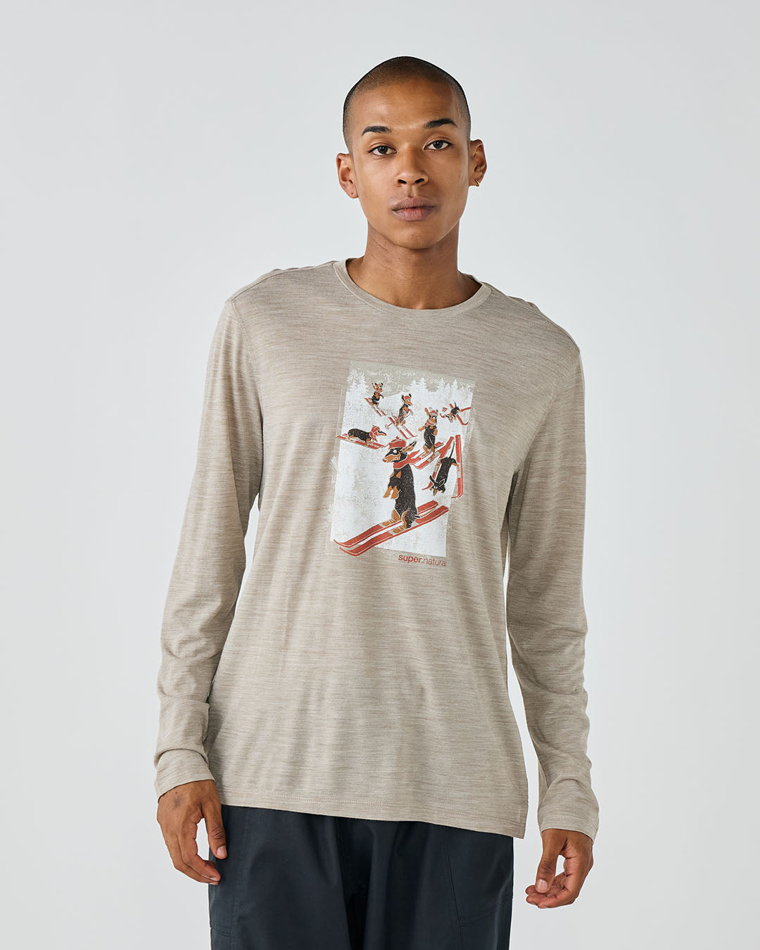 M ダックスフンド パーティー ロングスリーブ | メリノウール Tシャツ