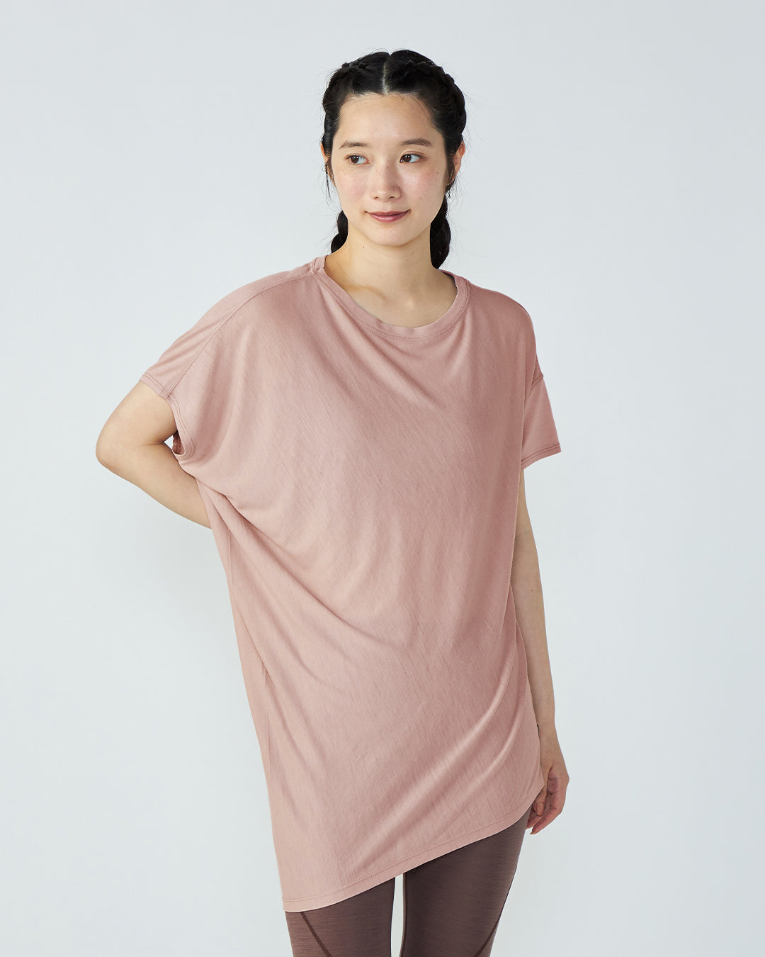 W ヨガ ルーズ Tシャツ｜メリノウール ヨガ ピラティス おしゃれ